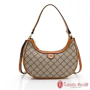 Roberto Mocali - 義大利諾貝兔經典方格系列彎月肩背側背包 卡其