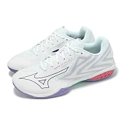 Mizuno 羽球鞋 Wave Claw EL 2 男鞋 女鞋 寬楦 白 紫 緩衝 抓地 室內運動 羽排鞋 美津濃 71GA2583-68