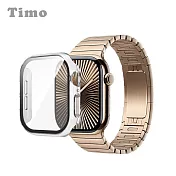 【Timo】Apple Watch 46mm專用 鋼化玻璃+防摔保護殼 二合一全包覆錶殼 霧黑