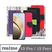 Realme 13Pro 13Pro+ 經典書本雙色磁釦側翻可站立皮套 手機殼 可插卡 可站立 側掀皮套 黑色