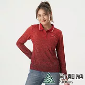 【ATUNAS 歐都納】女款Polygiene抑菌長袖排汗POLO衫A1PSBB04W- M 深紅