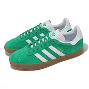 adidas 休閒鞋 Gazelle 男鞋 綠 白 三條紋 麂皮 膠底 復古 愛迪達 IG0671 28cm GREEN/WHITE