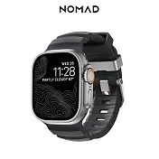 美國NOMAD Apple Watch專用硬悍FKM橡膠錶帶-49/46/45/44/42mm- 風暴灰-銀扣