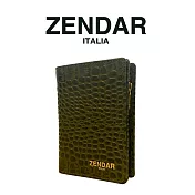 【ZENDAR】台灣總代理 限量1折 頂級小牛皮鱷魚紋拉鍊短夾 霏比系列 全新專櫃展示品(翡翠綠 送禮盒提袋)