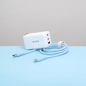 【omars】炫彩快充組合｜GaN 67W快速充電器+Lightning炫彩快速傳輸充電線(PD20W) 晴天藍