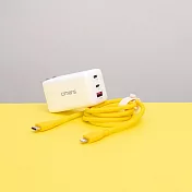 【omars】炫彩快充組合｜GaN 67W快速充電器+Lightning炫彩快速傳輸充電線(PD20W) 豔陽黃