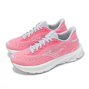 Mizuno 慢跑鞋 Wave Skyrise 6 女鞋 粉 白 緩衝 回彈 編織 運動鞋 美津濃 J1GD2509-22