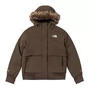 The North Face W ARCTIC BOMBER - AP 女連帽羽絨外套-NF0A83SV1OI XL 棕色