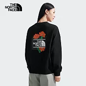 The North Face W TNF FLOWER OVS CREW - AP 女長袖大學T-NF0A8ASYJK3 L 黑色