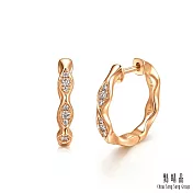 【點睛品】YuYu系列 優雅線條 18K玫瑰金鑽石耳環 (一對)