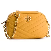 TORY BURCH 縫線皮革相機斜背包-黃