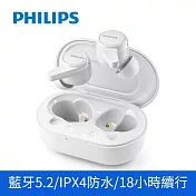 【Philips 飛利浦】真無線入耳式藍芽耳機 快速充電/藍芽5.2/持久續航/4色可選(TAT1207) 白色