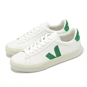 Veja 休閒鞋 Campo Chromefree Leather 女鞋 白 綠 皮革 經典 小白鞋 CP0503690A 24cm EXTRA WHITE/EMERAUDE