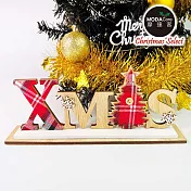 摩達客耶誕-24cm蘇格蘭格紋聖誕快樂XMAS英文字牌擺飾