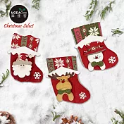 摩達客-可愛7-8吋聖誕襪雪屋花布耶誕立體造型款組(1組3款入)