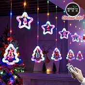 摩達客耶誕-LED100燈冰條燈串花式星星聖誕樹造型 窗簾聖誕情境燈_USB充電頭透明線-暖白光/彩光可選 彩光