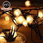 摩達客耶誕-浪漫玫瑰花朵造型燈20燈LED情境燈串(暖白光透明線/電池+USB兩用充電)