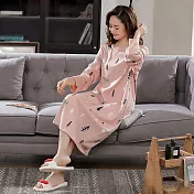 和事現貨 長袖睡裙 居家服 連身服 連身睡衣 女睡衣(S009) L 長粉色大樹