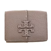 TORY BURCH 雙TLOGO皮革短夾-大象灰