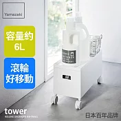 日本【YAMAZAKI】tower含蓋收納盒-附輪S (白)