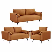 IDEA-諾比飽滿舒適沙發套組(2種材質.4色可選)  貓抓皮-棕色