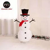 摩達客聖誕-白色絨毛彈簧摺疊雪人玩偶擺飾- 中型