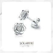 【SOLARFRI】鑽鑲玫瑰銀鍍14K金頂級CZ鑽飾抗敏耳環