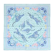 Hermes 愛馬仕 Guepards Bandana 90 手工捲邊斜紋真絲雙面方巾 杏仁外膜綠/藍/玫瑰