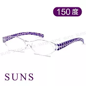 【SUNS】台灣製 無框老花眼鏡 幾何紫 閱讀眼鏡 矯正鏡片 未滅菌 150度