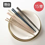 【日本霜山】莫蘭迪色系防滑六角抗菌筷-5雙入X3包-  莫蘭迪色系(經典款)
