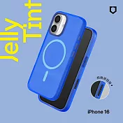 犀牛盾 iPhone 16(6.1吋) JellyTint(MagSafe兼容)磁吸透明防摔手機殼-相機鍵按鈕版(終身黃化保固) -  激光藍