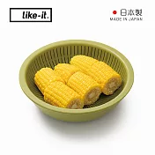 【日本like-it】日製淺型洗米瀝水盆2件組- 綠