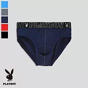 【PLAYBOY】親膚兔頭棉感彈力三角褲 M 丈青色