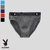 【PLAYBOY】親膚兔頭棉感彈力三角褲 M 麻灰色