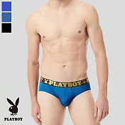【PLAYBOY】金色織帶涼感透氣網眼三角褲 M 普藍色