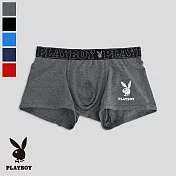 【PLAYBOY】親膚兔頭棉感彈力平口褲(吸濕排汗-男內褲) L 麻灰色