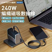CUKTECH 酷態科 磁吸收納編織充電傳輸線 CMC615 E-Marker雙TYPE-C 240W 6A快充 (150cm) 快速充電線 雙USB-C 充電線