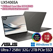 【硬碟升級】ASUS華碩 UX5406SA-0032I258V 14吋/Ultra 7 258V/32G/2TB SSD/Win11/ AI輕薄筆電