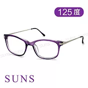 精品老花眼鏡 精緻細框老花眼鏡 高硬度耐磨鏡片 配戴不暈眩 紫色125度