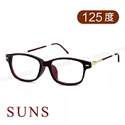 精品老花眼鏡 細框簡約彈性鏡腳 高硬度耐磨鏡片 配戴不暈眩 酒紅色125度