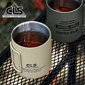 【韓國CLS】摺疊304不鏽鋼雙層杯 贈杯蓋 320ML/登山杯/露營杯/軍風/露營/野餐(三色任選) 卡其