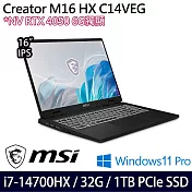 【記憶體升級】MSI微星 Creator M16 HX C14VEG-042TW 16吋/i7-14700HX/32G/1TB/RTX4050/Win11P/ 創作者筆電