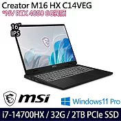 【全面升級】MSI微星 Creator M16 HX C14VEG-042TW 16吋/i7-14700HX/32G/2TB/RTX4050/Win11P/ 創作者筆電