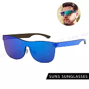 【SUNS】歐美精品潮流墨鏡 炫彩無邊框男女款 休閒運動墨鏡 義大利製 大框顯小臉 S5 藍水銀