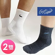 Crocodile鱷魚 純棉毛巾底運動襪 刺繡1/2棉襪(2雙) 22-26CM-白x2