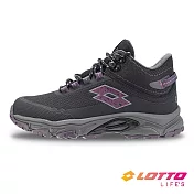 【LOTTO 義大利】女 CT 400 防水高筒戶外健行鞋- 23cm 黑灰 /紫