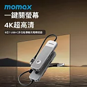 【MOMAX】ONELINK 4K高清 8合1 Type-C多功能HUB充電集線器(Type-C/USB/HDMI/TF/SD卡槽) 太空灰