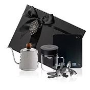 【PO:Selected】丹麥手沖咖啡三件禮盒組(電子秤/手沖壺-共2色/玻璃杯240ml-共4色) 手沖壺-灰+玻璃杯-灰