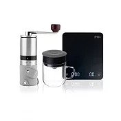【PO:Selected】丹麥手沖咖啡三件組(電子秤/玻璃杯240ml-共4色/咖啡磨2.0) 灰