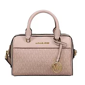 MICHAEL KORS 滿版LOGO拼接皮革兩用包-粉